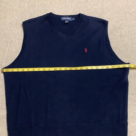 Vintage 90s Ralph Lauren Polo Golf Men's V-Neck Navy Sweater Vest Large USA - Picture 9 of 13